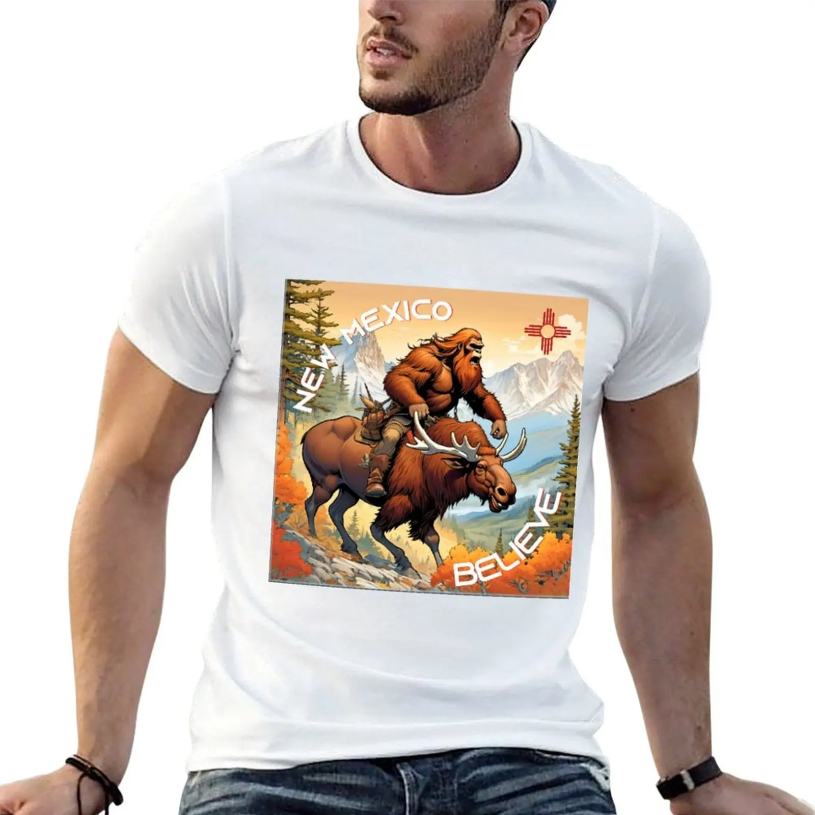 Bigfoot monta al infame Marty Moose en las montañas de Sangre de Cristo del norte de Nuevo México - Camiseta