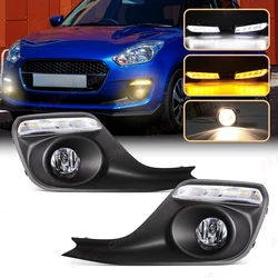 LED DRL For Suzuki Swift 2018 2019 Car Front Fog Lamp Daytime Running Lights Turn Signal Lamp With Wire Switch Accessories 12V