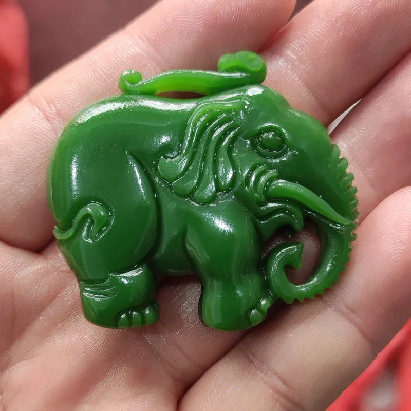 الطبيعية الصينية الأخضر اليشم الجوف قلادة على شكل تنين Ruyi السلام قفل الرجال والنساء اليشم قلادة مجوهرات الأزياء تميمة محظوظ #3