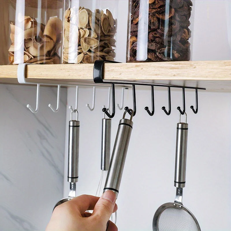 Home Kitchen Iron Cabinet Storage Hanger Multi Functional Hook Wardrobe Organizing Rack Kitchen Non Marking Nail Free Hook