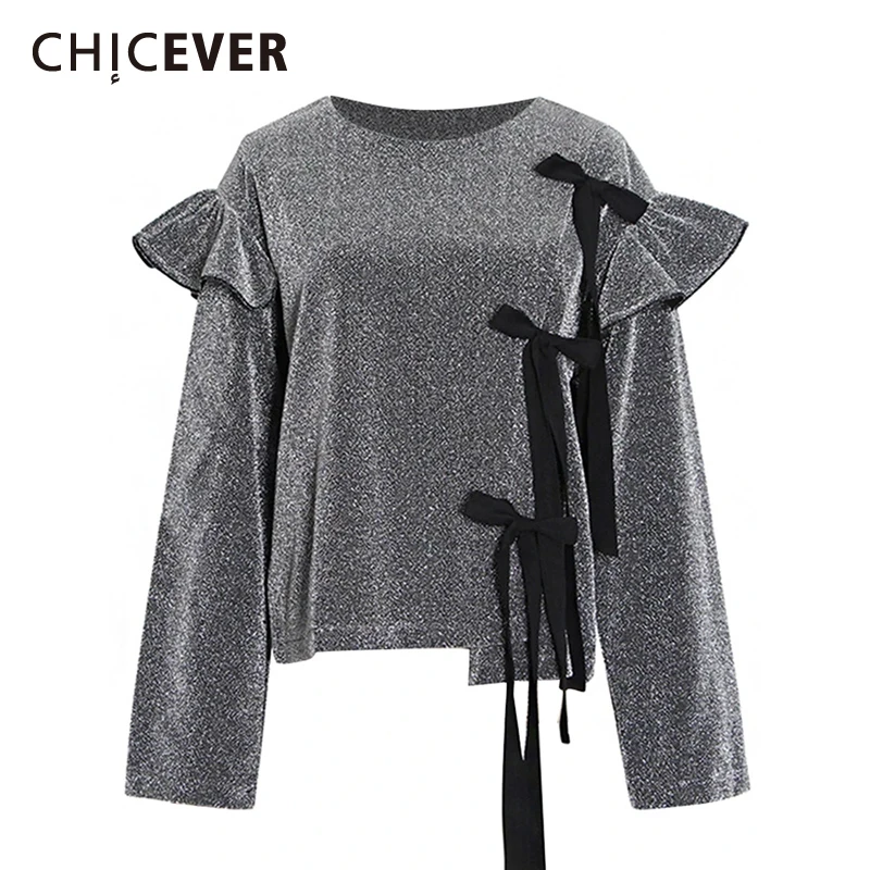 

CHICEVER Sweet Spliced Lace Up Coat For Women Round Neck Long Sleeve Patchwork Zipper Temperament Coats Female Clothing Autumn