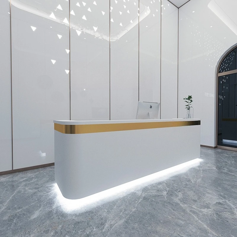 Curved clothing store counter women's clothing store checkout page Simple modern beauty salon bar counter Small store front desk