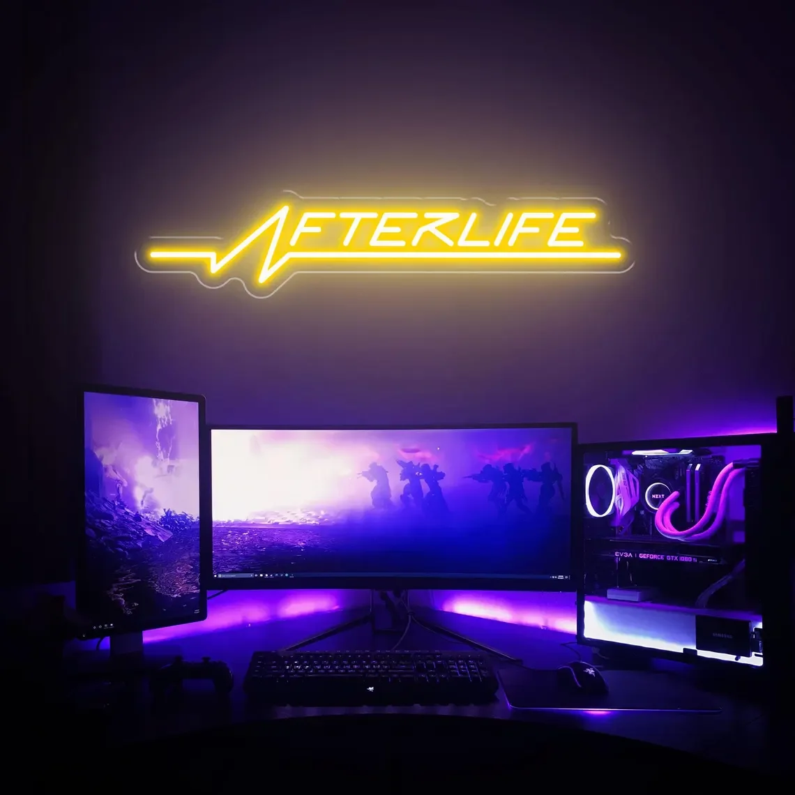 لافتة الحياة النيون Cyberpunk جدار ديكور لعبة غرفة النوم بار نادي المنزل علامة مخصصة للاعب شخصية بعد هدية #4