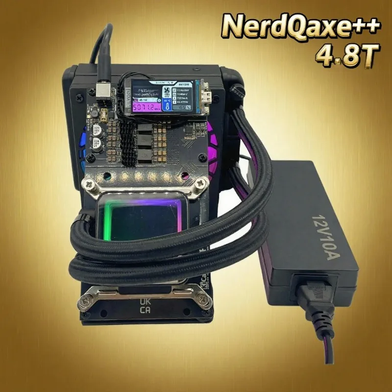 Latest Triangular Bracket Water Cooling NerdQaxe++ 4.8TH/s Asic Bitcoins Miner Solo BTC 2.4G WiFi BTC 80W Mining Machine