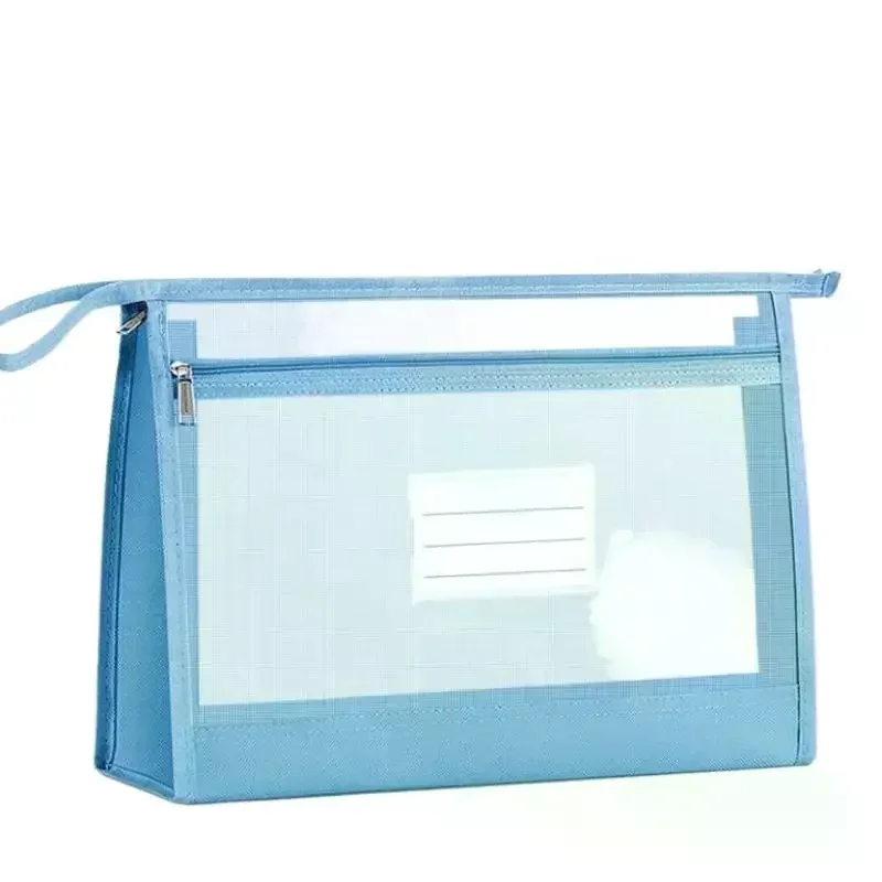 Transparent Mesh Stationery Storage Bag Double-layer Large Capacity Organizer Bag Multifunctional Portable Office File Folders