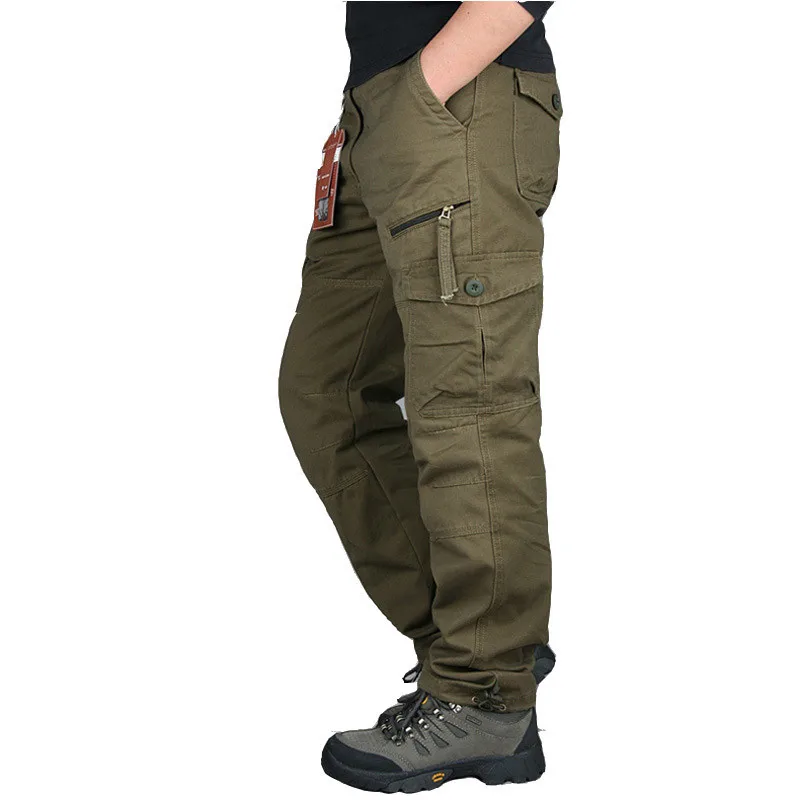 Overalls Cotton Cargo Pants Men Combat Military Straight Multi-Pocket Baggy Long Trousers Streetwear Casual Slacks Pants M-5XL