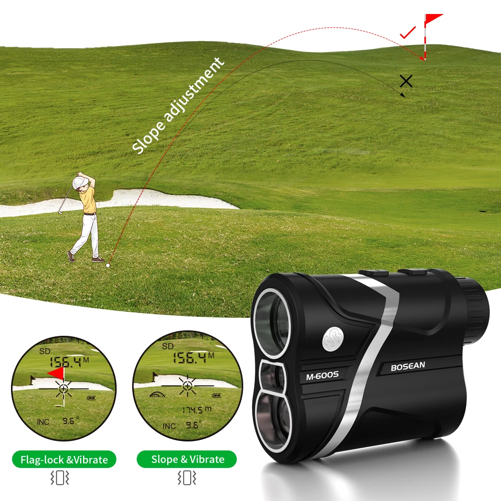 Bosean M-600S Golf Laser Rangefinder Distance Meter Rechargeable Golf Rangefinder for Hunting