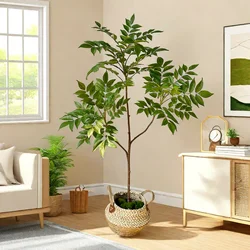 Grandes plantes artificielles 75/110cm, fausse laque, branche d'arbre, feuilles en plastique, grand paysage vert, fausse plante pour décoration de jardin de maison