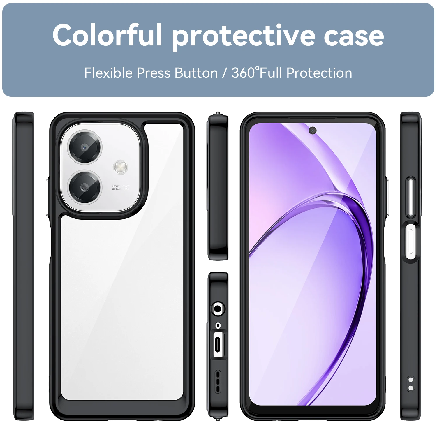 Transparent Colorful TPU Case for OPPO A40 A40M A80 5G A60 A3 Pro A3x Protective Cover Clear Fundas Coque Capa