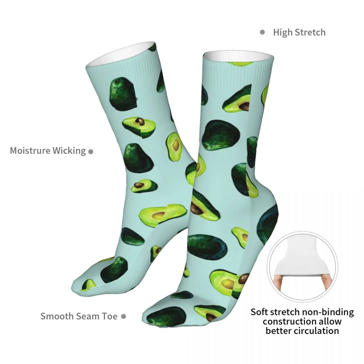 Compression Avocado Pattern Women Socks 2022 Female Tropical Fruit Sports Sock