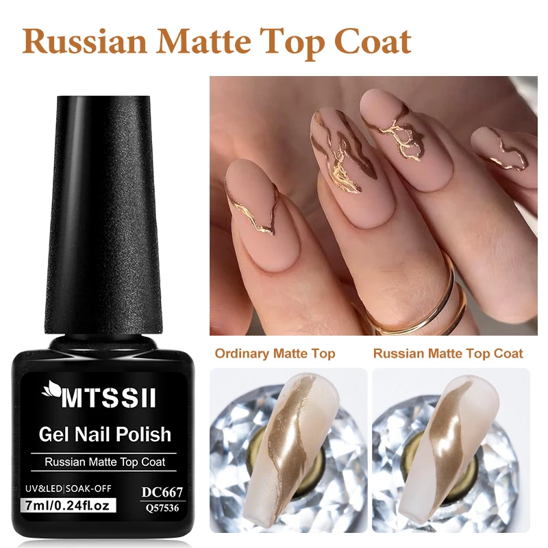 Mtssii Mtssii 7ml Russian Matte Top Coat UV Gel Nail Polish Frosted Non Stick Powder Matte Top Coat No Wipe Semi Permanent Seal