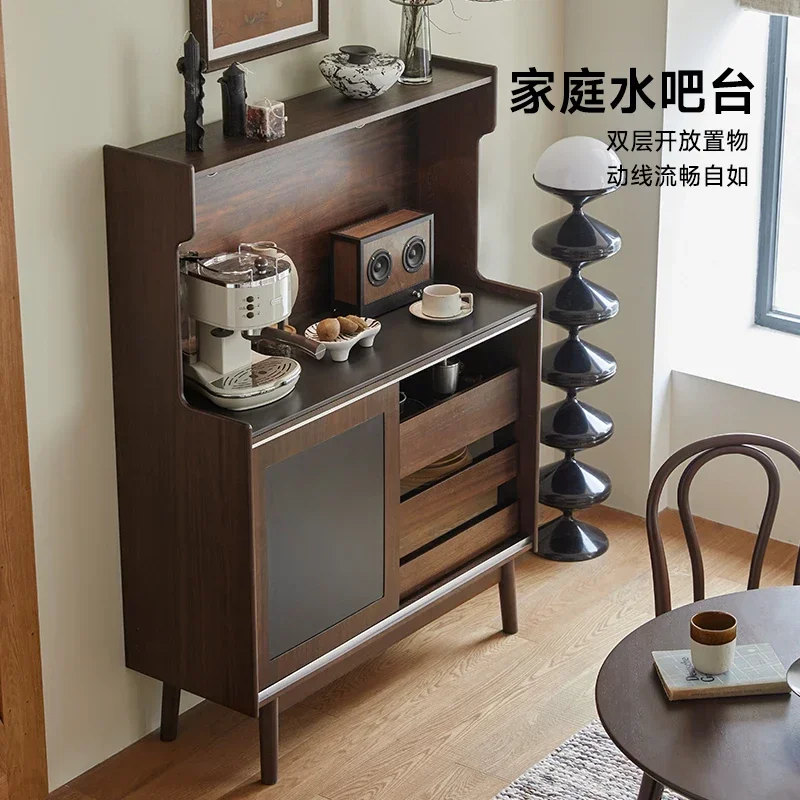 Retro Solid Wood Cabinet Integrated Small Apartment Dining American Rock Slab Side Against Wall Secret