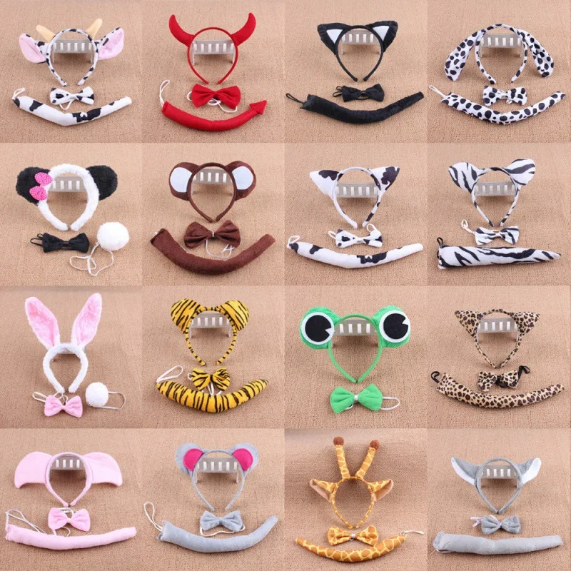 Anime Cute Animal Dress Cosplay Giraffe Frog Tiger Mouse Monkey Costumes Accessory Sweet Headwear Tail Bow Birthday Day Gifts