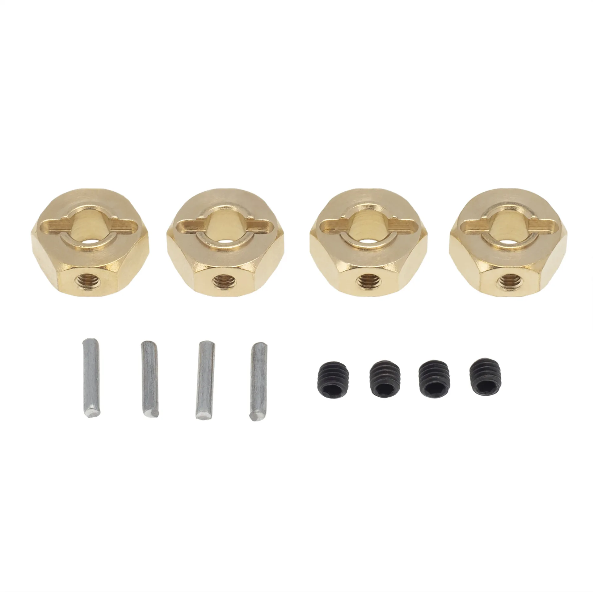 4Pcs Brass 12mm Hex Wheel Hub Extended Adapters for Axial Redcat RC Crawler, Heavy Duty Weighted Wheel Widening Spacers