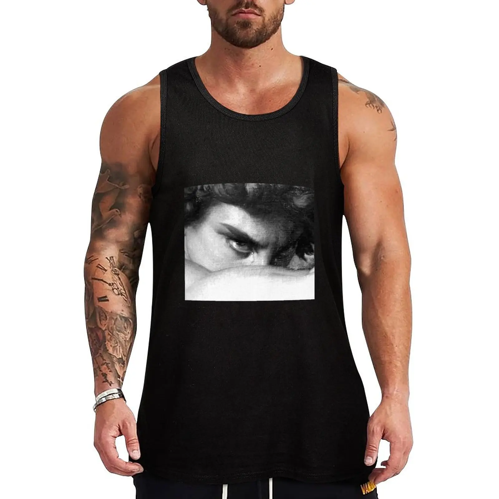 reinterpretation of the gaze of The Fallenblack and white (oil on canvas), Alexandre Cabanel Tank Top