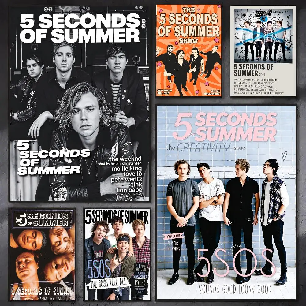 band 5 Seconds of Summer Poster Trendy Classic hot HD Self-Adhesive Waterproof Art Poster Room Decor New Arrival On Sale