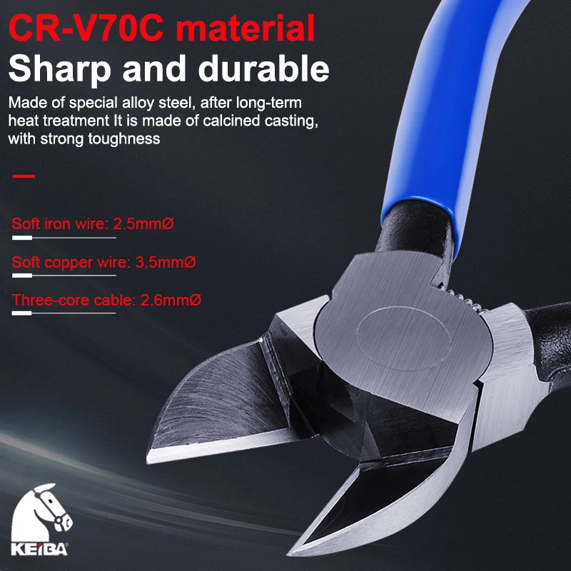 8 Inch Thin Blade Wire Cutters Arc Jaw Three Core Cable Cutting Nippers Electrical Wire Cutting Side Snips Electrician Hand Tool
