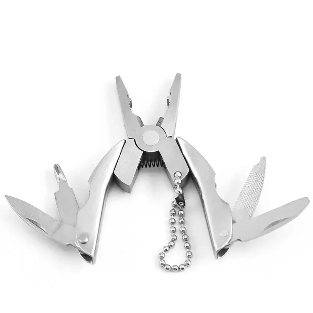 Portable Multitool Pliers Keychain Foldable Stainless Steel Pocket Multitool Compact with Lanyard Turtle Back Pliers Outdoor