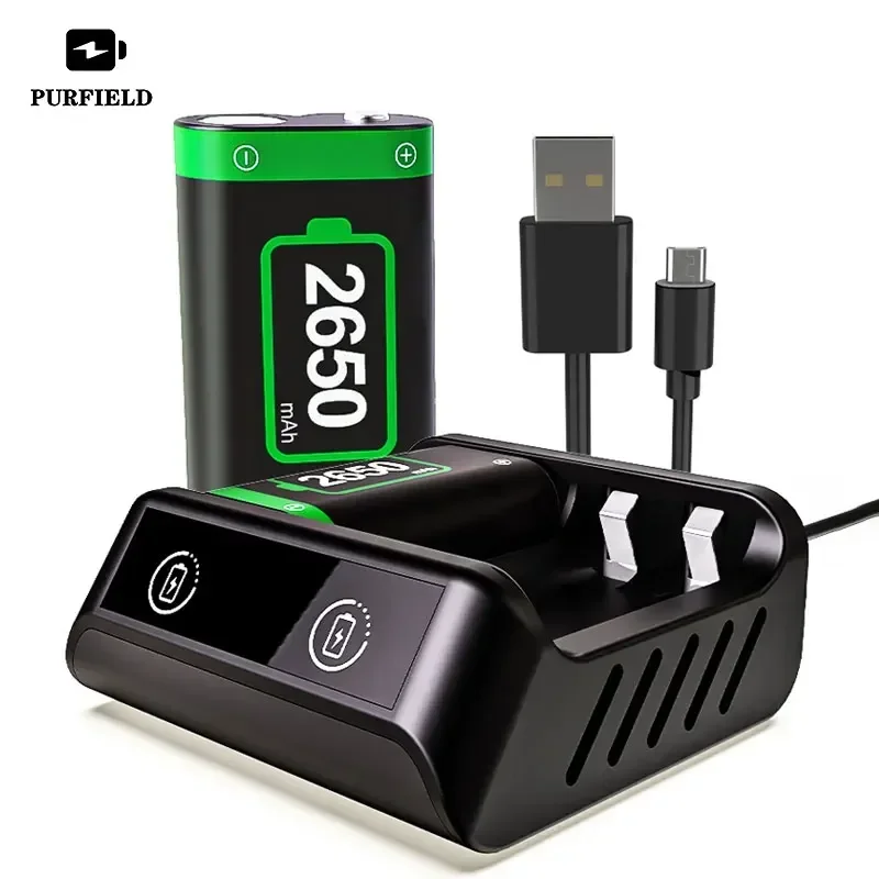 PURFIELD 2 x2600mAh بطارية قابلة للشحن لأجهزة Xbox One لسلسلة Xbox X/S/Xbox One S/X بطارية تحكم + شاحن بطارية USB
