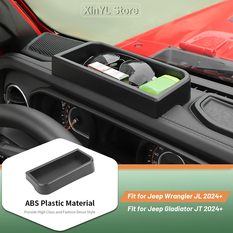 

For Jeep Wrangler JL 2024 Up Car Dashboard Storage Tray Display Screen Rear Storage Box Tray Organizer Accessories