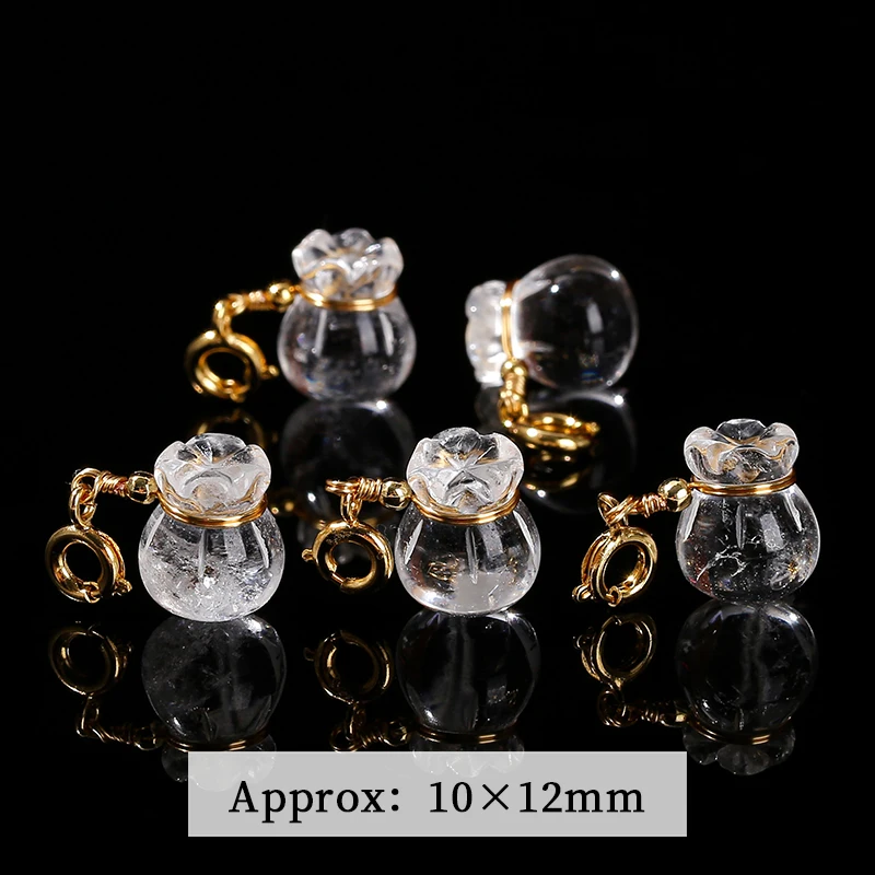 Natural Rocha Quartz Pingente para Fazer Jóias, Cristal Bead, Lucky Bag, Cobre Buckle, Colar DIY, Pulseira Acessório, Encontrar, 1 Pc