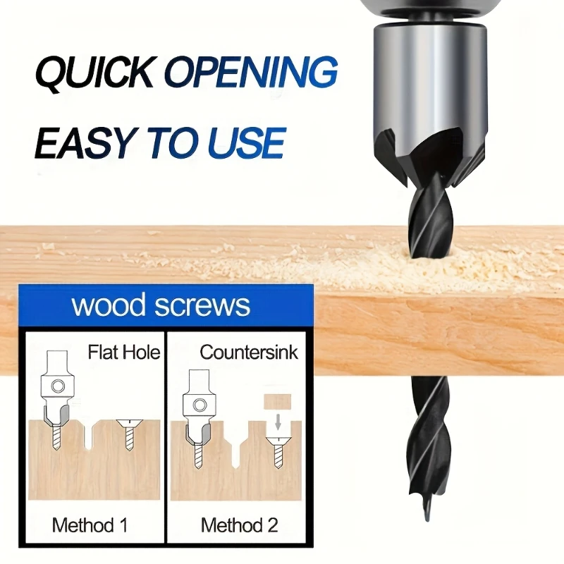 

8pcs 3-10mm Countersunk Drill Bit Chamfer Drill Hole Cutter HSS Chamfering Reaming Drill Bit Set Woodworking Drilling Tool