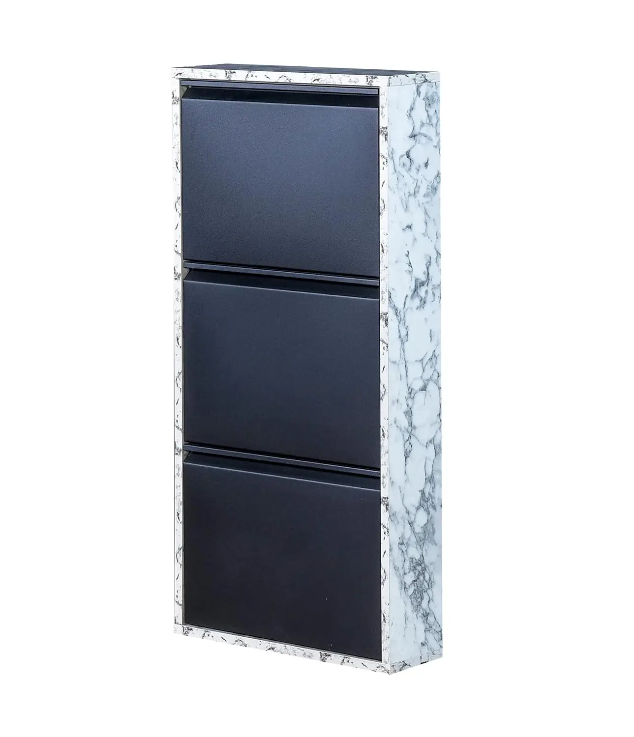 

Wood Metal 3 Drawer 20" Wall Mount Shoe Cabinet Slim Entryway Storage 2-3 Pair/Tier No Assembly Black White Customized