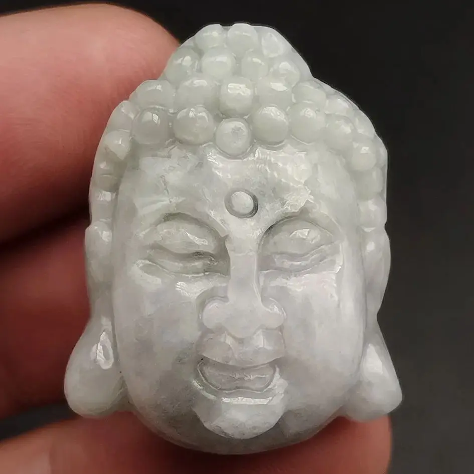 

Сертифицированный лавандовый натуральный тип A нефритовый жадеитовый резной кулон-амулет с головой Будды
