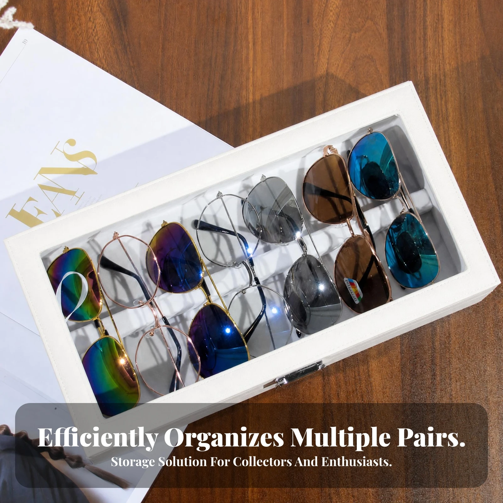 Compartmented Eyeglasses Box Single Front Latch Sunglasses Display Case Eyeglasses Storage Box Rectangular