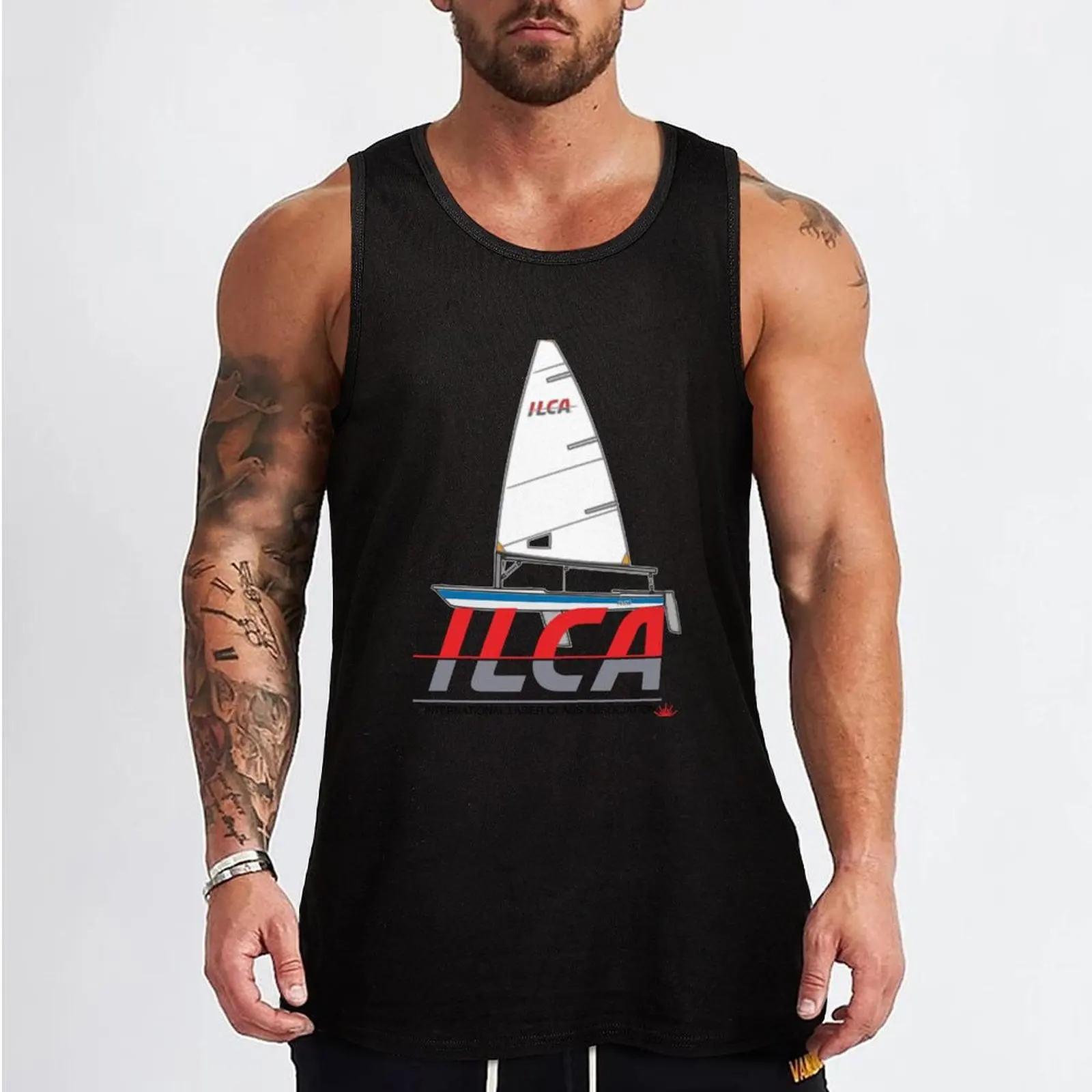 Bestseller- Laser sailboat on ILCA logo - laser sailing dinghy Tank Top Men's sleeveless gym shirts fashion 2025 man