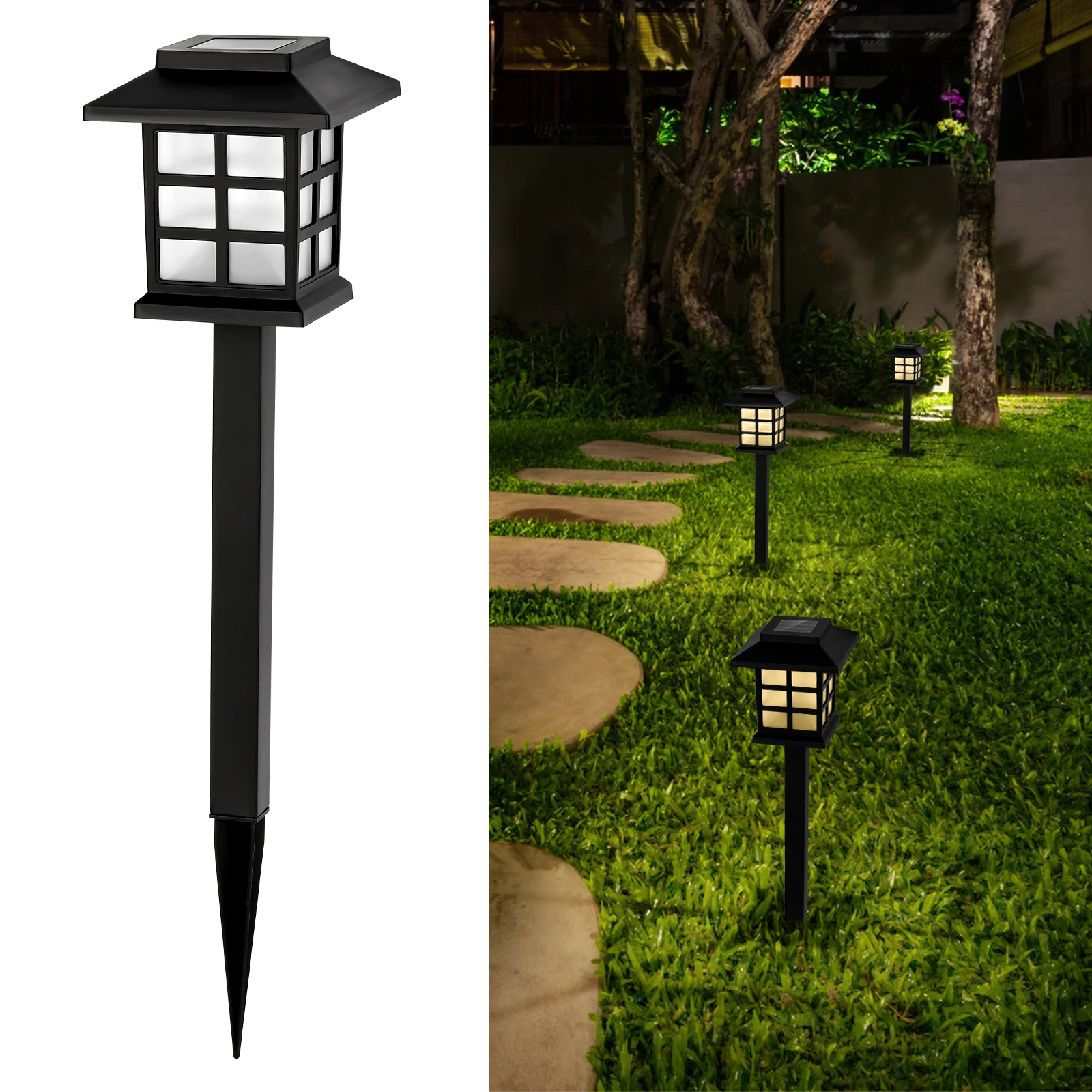 

12pcs Waterproof IP65 Solar Path Lights 12H Auto-On - Garden/Walkway/Driveway Decoration (No Wiring Needed)