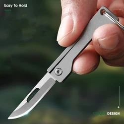 Cuchillo EDC plegable de titanio TC4, llavero mini de bolsillo