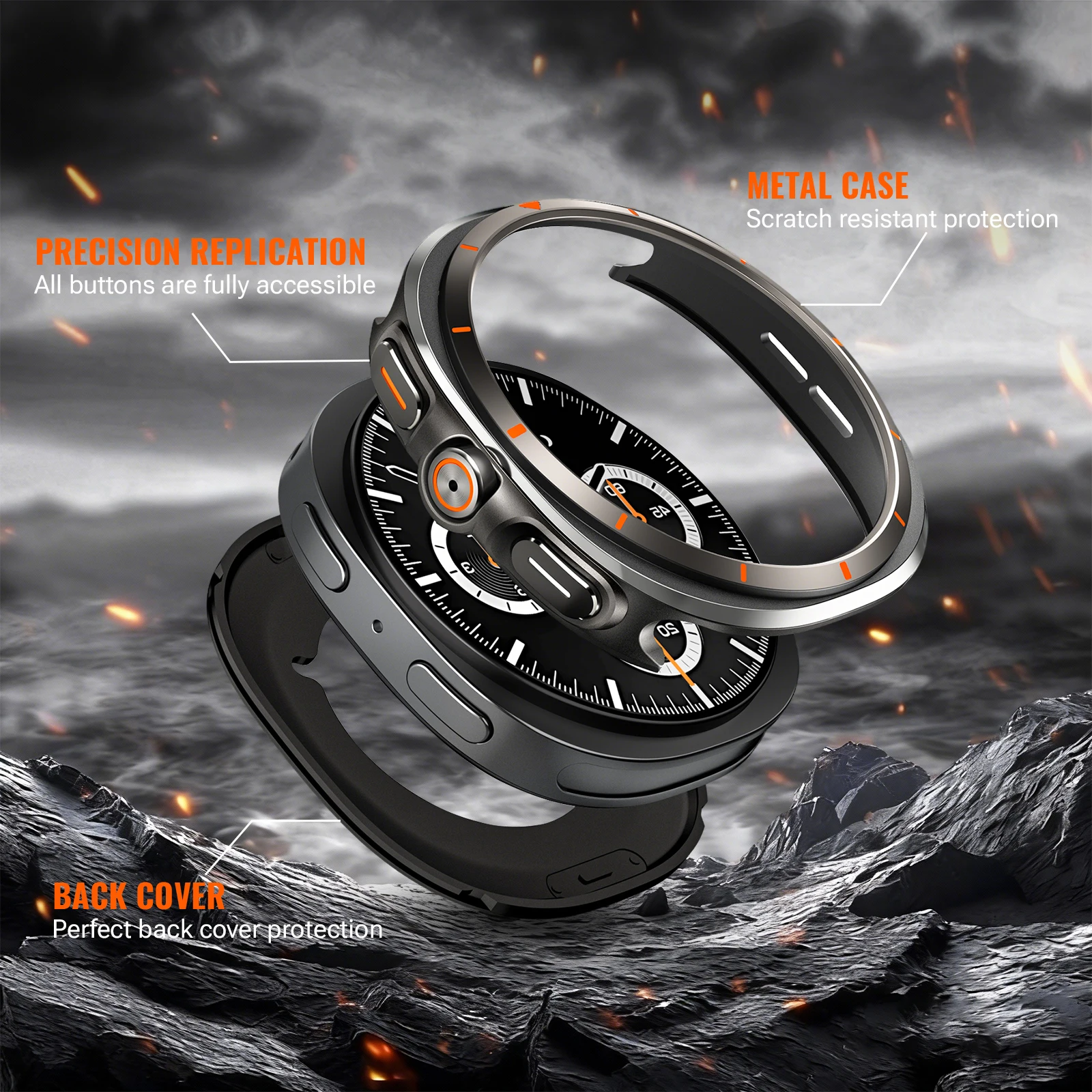 BUSKOZ Metallarmband + Gehäuse für Samsung Galaxy Watch 8 40mm 44mm Sportarmband Schutzhülle Metallband – Detail 4