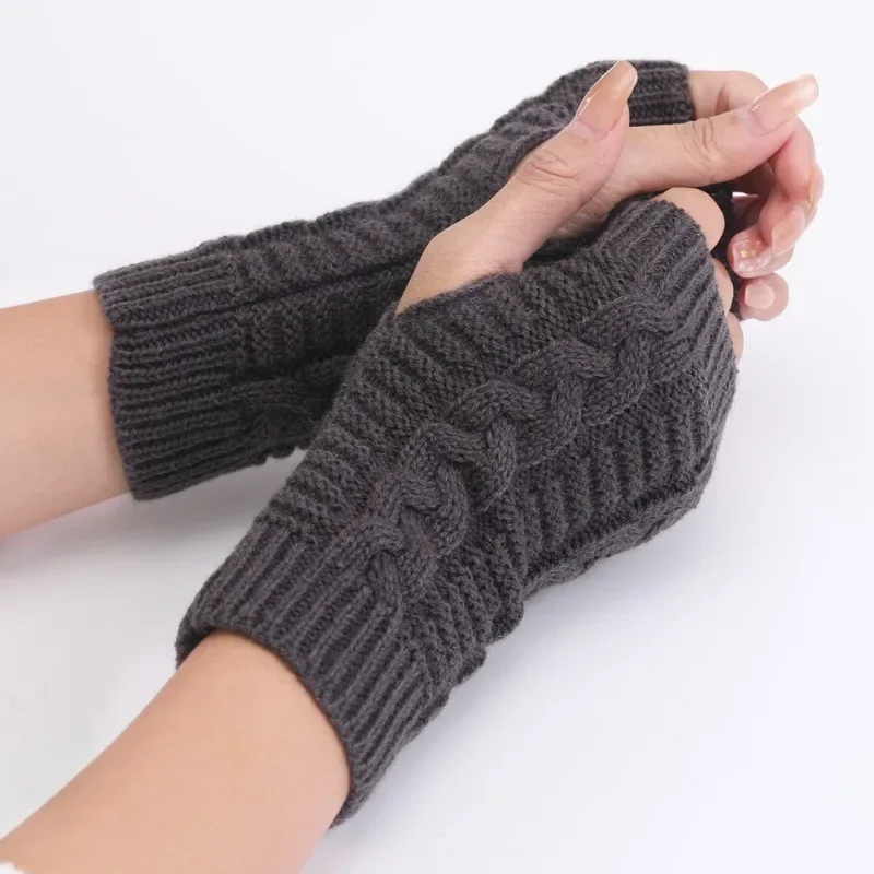 

Half Finger Gloves for Women Winter Soft Warm Wool Knitting Arm Gloves Soft Warm Mittens Handschoenen Unisex Guantes