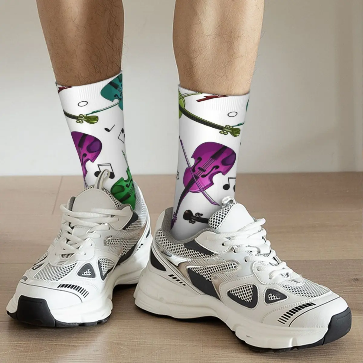 Bunte Geige nahtlose Muster Socken Harajuku super weiche Strümpfe die ganze Saison lange Socken Zubehör Unisex Geburtstags geschenk