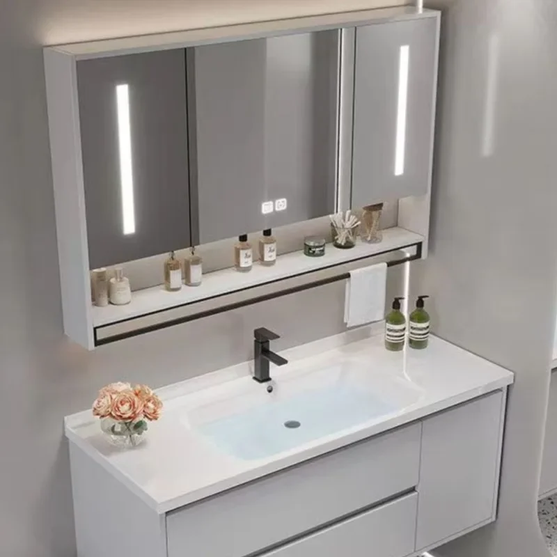 Intelligent Ceramic Integrated Hand Wash Basin Washbasin Bathroom Cabinet Combination Ultra Narrow Small Room Furniture