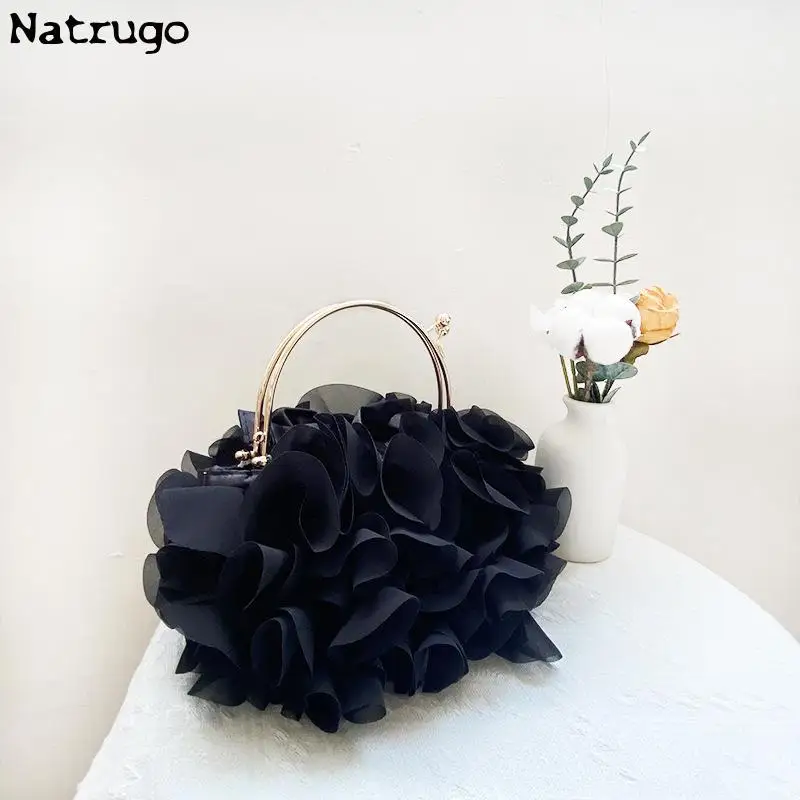 Women\'s Evening Clutch Exquisite Luxury Designer Chiffon Fabric Party Clutch Bag Female Shoulder Bag Purses Handbag Wedding Bag