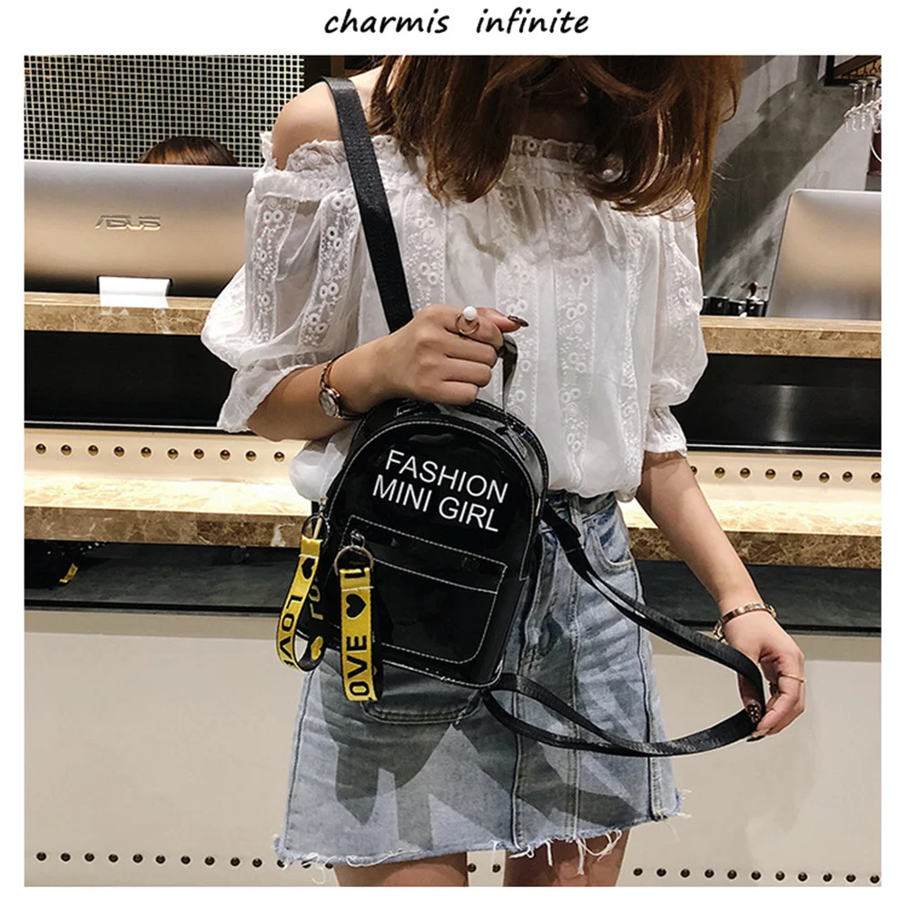 1Pcs Mini Women\'s Backpacks Transparent Pvc Jelly Double Shoulder Bag Small Tote Bags For Teen Girls Fashion Casual Backpack