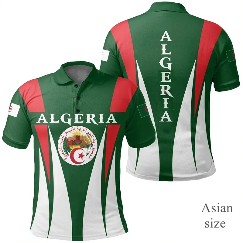 Fashion Algeria Flag Emblem 3D Printed Polo Shirts For Men Clothes Summer New Algerian Unisex Short Sleeve POLO Shirt Kids Tops