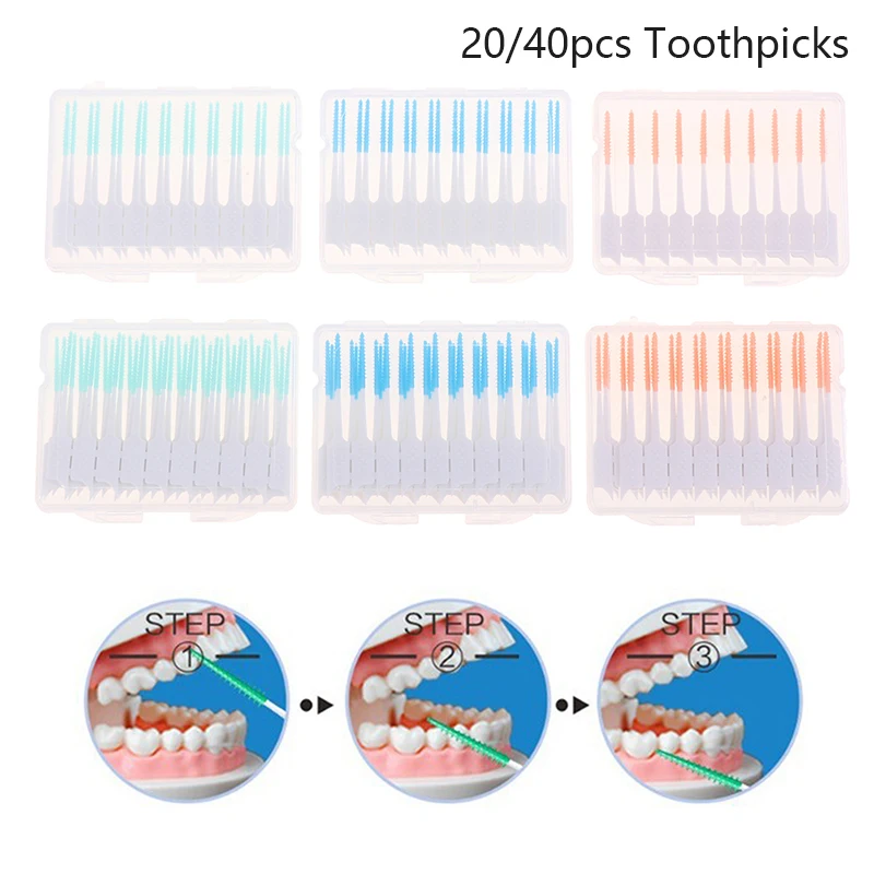 

20/40Pcs Between Teeth Toothpick Interdental Brush Cleaning Dental Tool Floss Orthodontic Oral Dental Hygiene Tool Oral Care