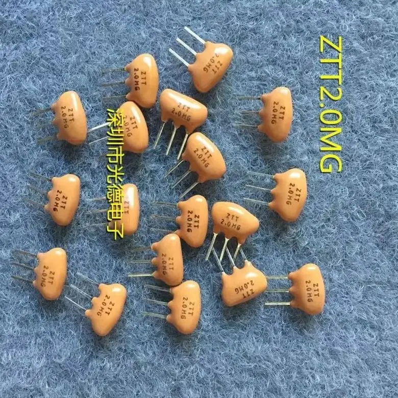 100PCS/ ceramic crystal oscillator ZTT2.0MG 2.000MHZ 2M straight plug 3-pin earthy yellow ceramic filter genuine