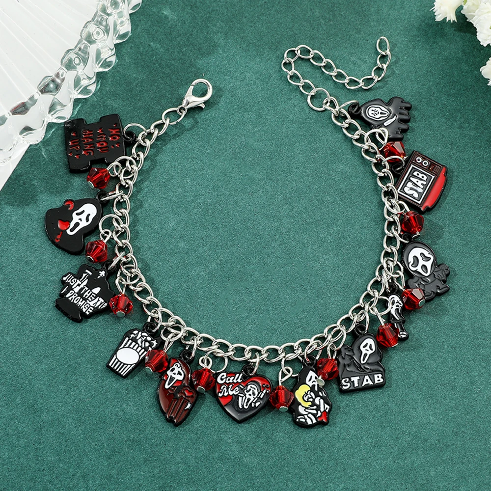 Horror Movie Charms Bracelet Halloween Figure Pendant Hand Chains for Women Men Jewelry Collection Gift Gothic Bangles