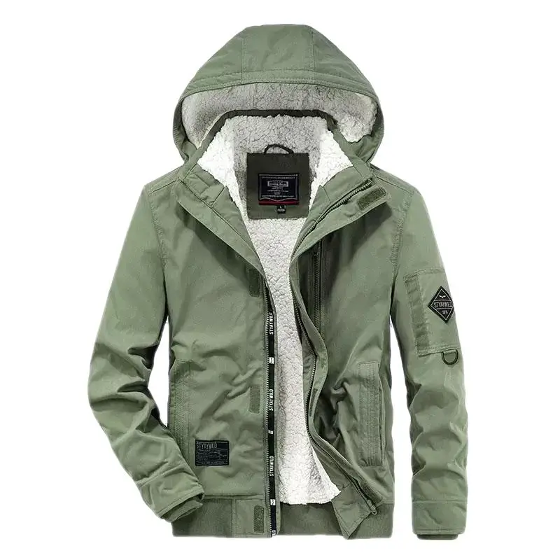 

Men's Faux Wool Fur Lined Jacket Sherpa Jacket With Hood Men's Fashion Clothing Autumn And Winter Jacket Thick Warm Jacket