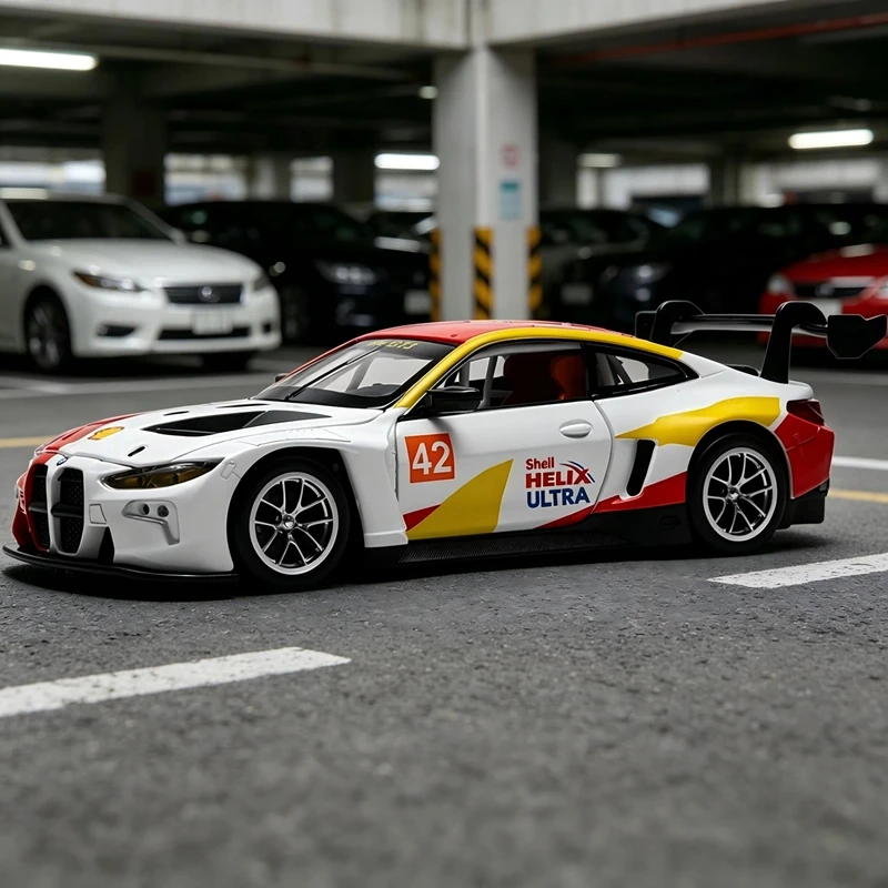 

CCA 1:24 BMW M4 GT3 Shell Co branded Alloy Car Model, doors can be opened rich details, fine workmanship, and good quality