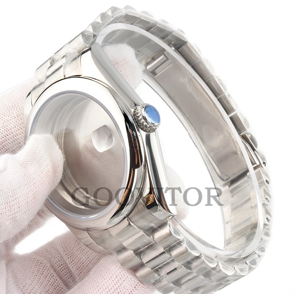 Cassa in argento NH35 36mm 39mm Cassa per orologio in acciaio inossidabile con vetro zaffiro per movimento NH35 NH36 Quadrante da 28,5 mm