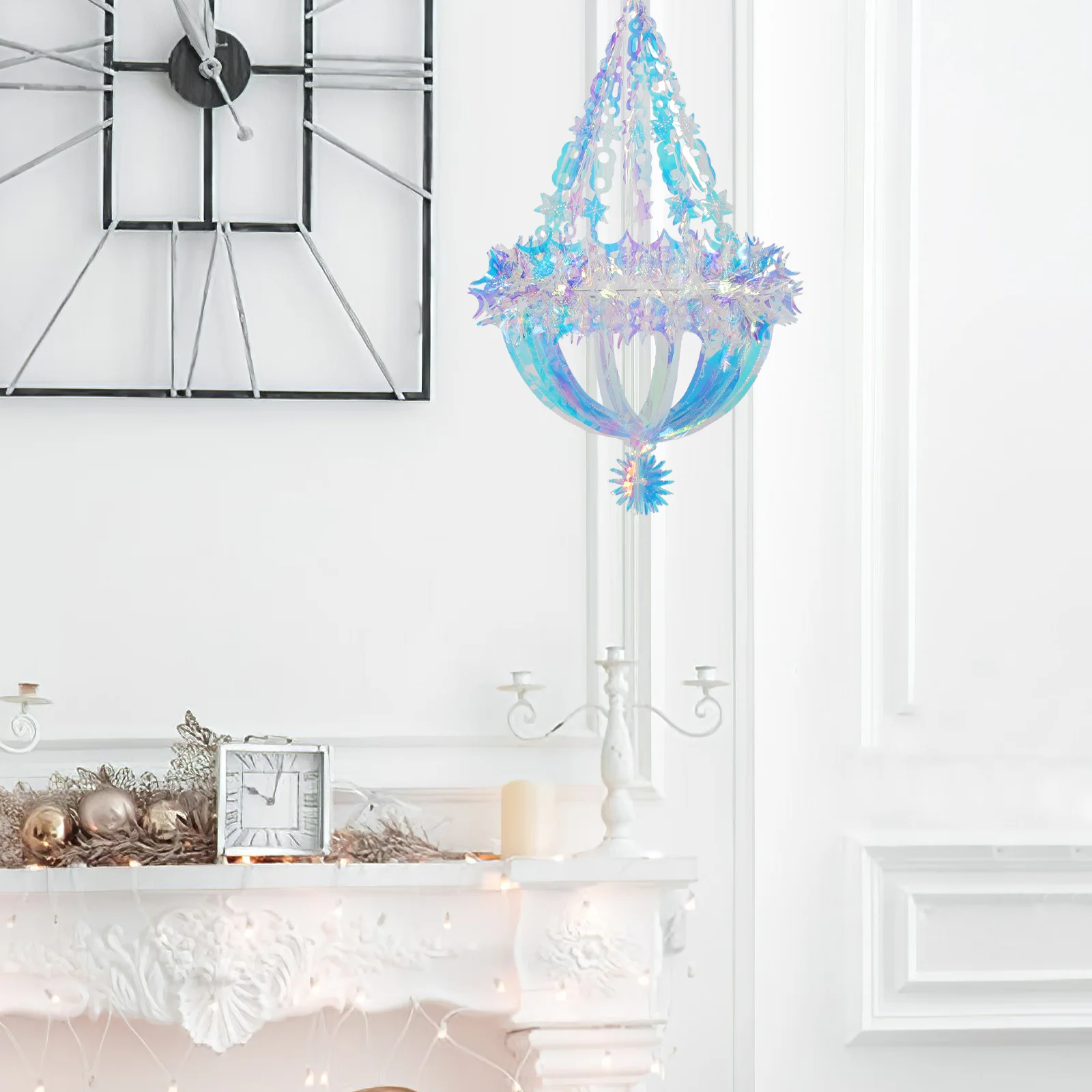 

Iridescent Foil Chandelier Holographic Hanging Decor Wedding Party Christmas Birthday Bridal Shower Bachelorette Winter Theme