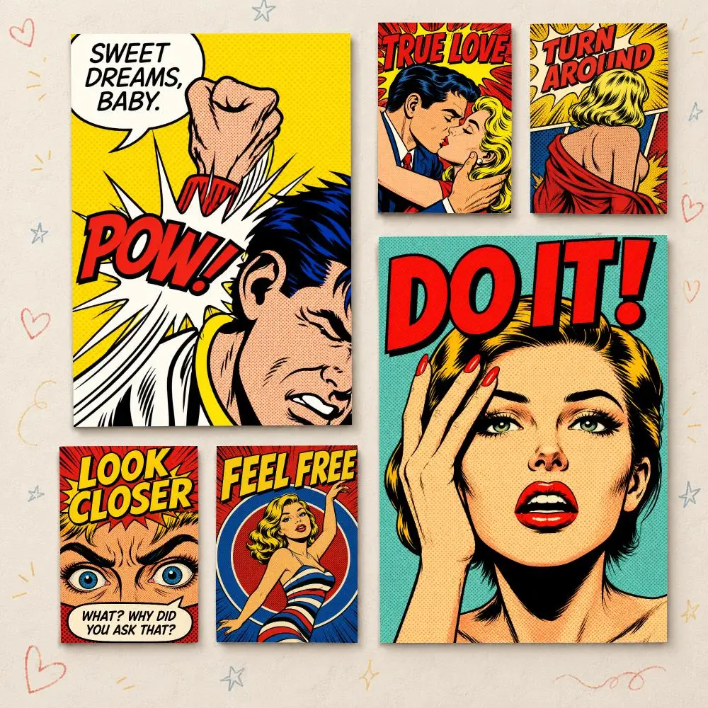Pop Art Roy Lichtenstein Canvas Poster HD PP Waterproof Wall Decor for Living Room Gift