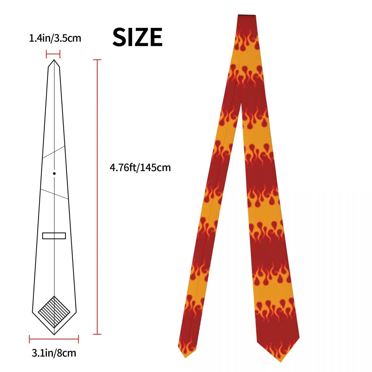 Custom Red Hot Fire Racing Flames Tie Mens Formal Silk Neckties for Party