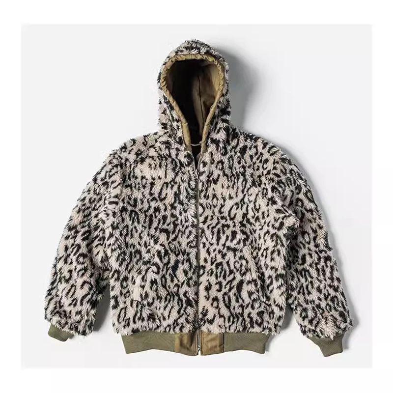 NONSTOCK heavy canvas leopard jacket men and women autumn and winter double-sided flocking coat