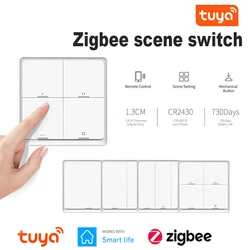 Tuya zigbee button Smart Scene Switch 4 Gang 12 Scene Switch Push Button Controller Works With Smart Life App ZigBee Gateway